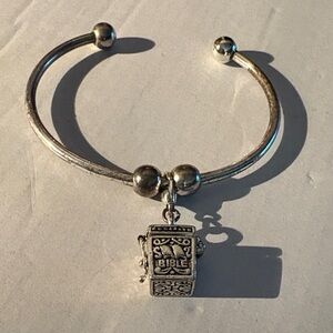 Silver Charm Bracelet with Bible Pendant